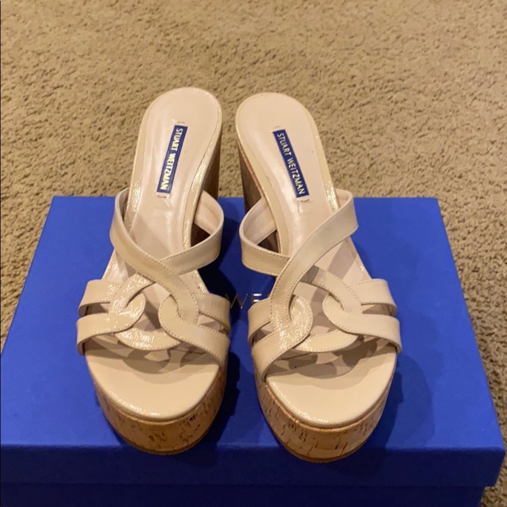 Stuart Weitzman beige platform sandals